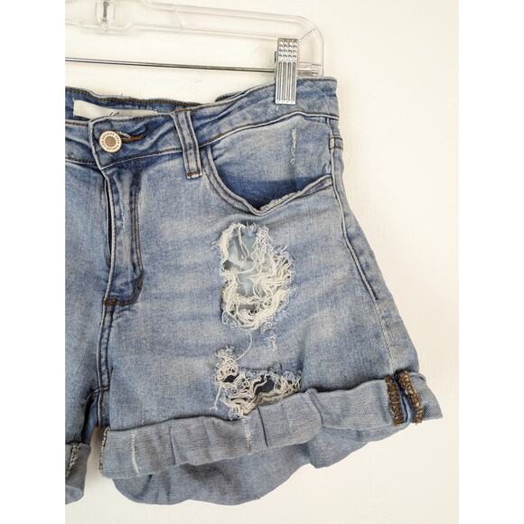 Kancan Jean Shorts Denim Distressed Spring Summer Grunge Boho Light Blue Size 28 - Picture 3 of 10